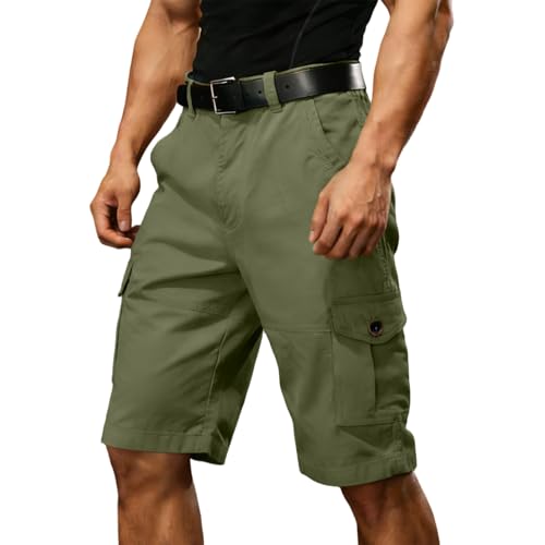 Short cargo homme coupe droite robuste bermuda de travail multipoches été