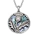 Produktbild Kiara Jewellery Wendedistel-Anhänger mit blauem grünem Paua-Abalone-Muschel auf 45,7 cm langer Kette Silberfarbene rhodinierte Oberfläche.