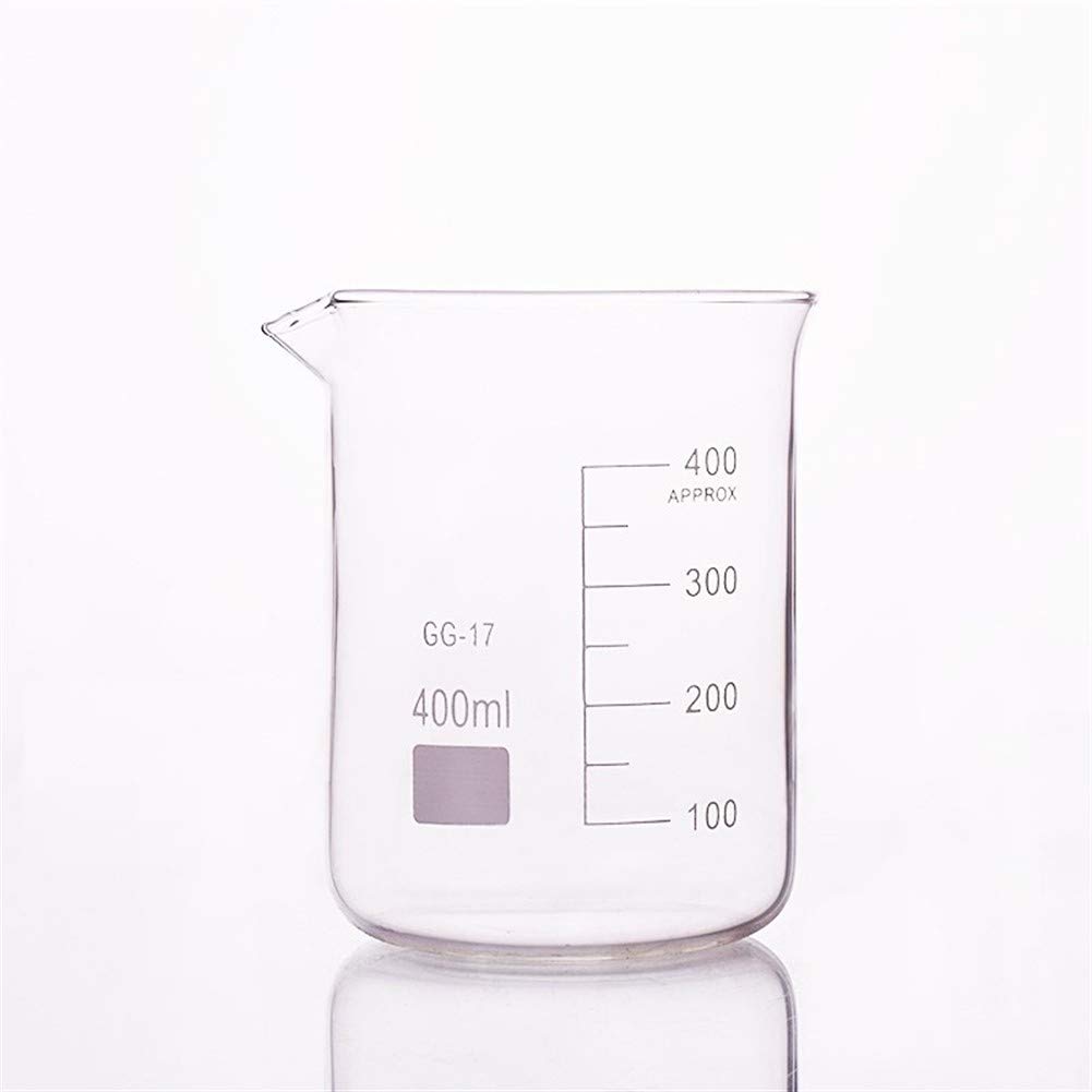 Suministros de laboratorio 3 piezas Vaso de precipitados de vidrio de 400 ml en forma baja para escala de laboratorio de química Medición de laboratorio Suministros de oficina de educación espesada