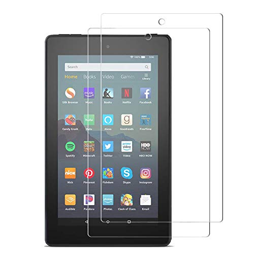 [2 Pack] TDA Fire 7 Glass Screen Protector (2019 Released, 9th Generation) Premium HD Tempered Glass Film for Amazon Fire 7 Tablet [Crystal Clear] [9H Hardness] [Bubble Free]