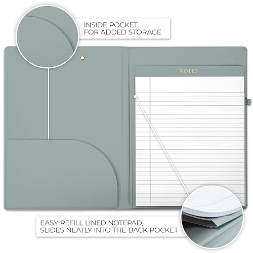Image of Aesthetic Clipboard Folio with Refillable Lined Notepad & Interior Pocket - Cute Padfolio /Legal Pad Holder for Women - Easily Organize Notes at Work, School, or Home