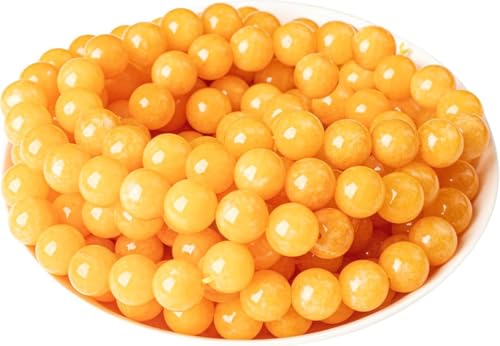 Cuentas de piedras preciosas de jade amarillo natural sueltas para pulseras y collares, 60 piezas con hilo elástico (jade amarillo, 6 mm)