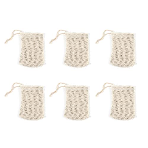 Kvmorze 6 Pack Soap Saver Bag With Drawstring, Natural Sisal Exfoliating Soap Pouch For Bath & Shower, Zero Waste Soap Mesh Bag For Foaming And Drying, 5.7X3.7In #TOP17