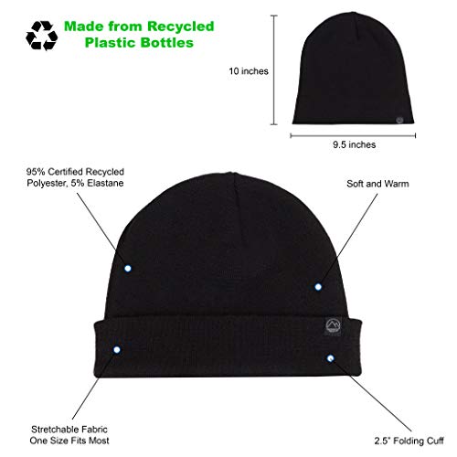 Ecofera Eco-Friendly Knit Beanie Toboggan Hat For Men & Women (Black) #TOP1