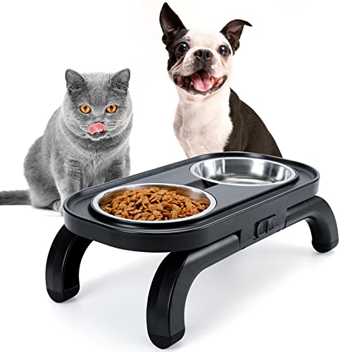 GDCZ Erhöhter Futternapf Aus Glas Für Katzen & Kleine Hunde - 530 Ml, Transparent, 14,7 Cm Hoch