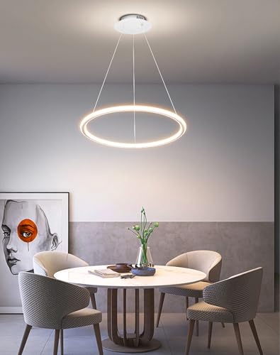 Lampe à suspension LED moderne blanche Φ80cm dimmable pour table à manger