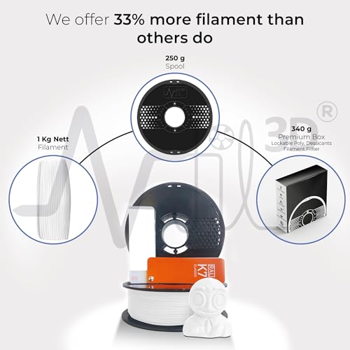 Image of NFIL3D 1KG Net Rpla Snow White 3D Printer Filament | Filaments for 3D Printer| 1.75mm| Accuracy - + /- 0.015mm | 1000g 3D Filament, 250g Spool & 350g Packaging Weight (Total Weight 1.6KG)