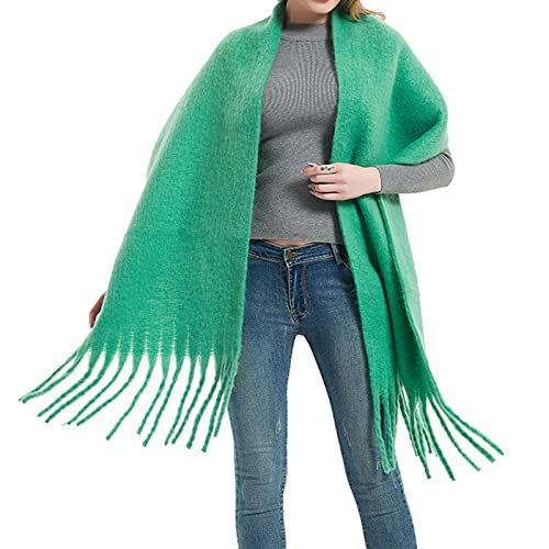 Hamburger Schal, großer Schal, Damen, lange Decke, klobig, übergroß, Winter, Herbst, warmer Schal, große Schals, Wickelschal, Crafty Mom Folkloric Schal, gelb, One size