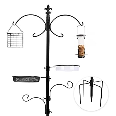 Urban Deco Metal Bird Feeding Station, Heavy Duty Bird Feeders Poles Kit with Multi Feeder Hanging Kit Premium Bird Bath,Seed Tray for Attracting Wild Birds
