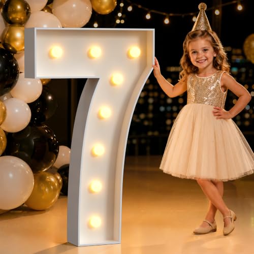 Mixifox Marquee Numbers 3 Feet Tall, Light up Numbers 7 Birthday Decoration
