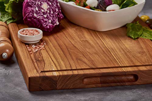 image for Prime Teak Wood Cutting Board Cured with Organic Beeswax, Thick Choppi