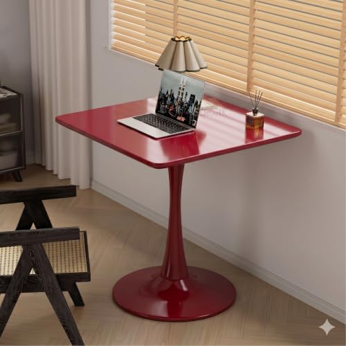 Image of Square Wooden Pedestal Table, Accent Bedside Table,Modern Coffee End Table for Living Room, Bedroom and Balcony with Square Design Table (Red, 18 * 18 * 24 inches)
