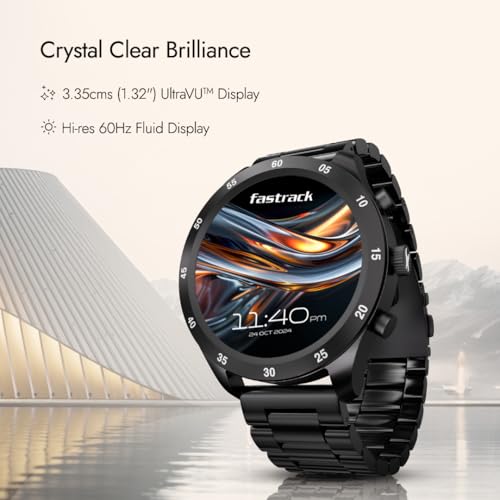 Image of Fastrack Magnus FX2 1.32 inch Display Smart Watch with Single Sync BT Calling, All-Round Health Tracking, Functional Crown, Metal Case, 100+ Sports Modes & Watchfaces - Smartwatch for Men & Women (Black)