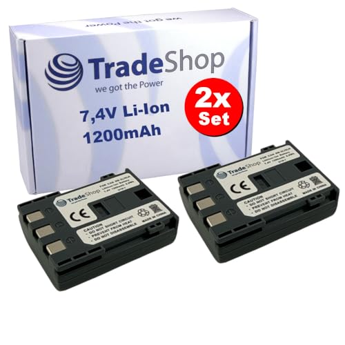 2X Trade-Shop Kamera Li-Ion Akku 1200mAh für Canon MD-215 MD-235 MD-255 HG-10 HV-20 HV-30 HG-10 Optura 50 60 1018 ZR100 ZR200 ZR300 ZR400 ZR-100 ZR-200 ZR-300