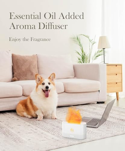 Image of Smart Ultrasonic Essential Oil Diffuser,Humidifier with 7 Colors Flame Light,180ml Air Humidifiers for Bedroom,Home,Office-Portable,Auto-Off Aromatherapy Diffuser with 4 Modes Fire Mist