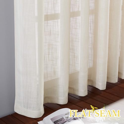 Rideau semi-transparent extra long texturé de haute qualité beige