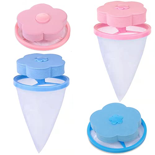 4 Pieces Reusable Washing Machine Lint Catcher Household Pet Hair Remover for Laundry,Washing Machine Floating Lint Mesh BagCatcher(Blue, Pink) 4 Pieces Reusable Washing Machine Lint Catcher Household Pet Hair Remover for Laundry,Washing Machine Floating Lint Mesh BagCatcher(Blue, Pink)