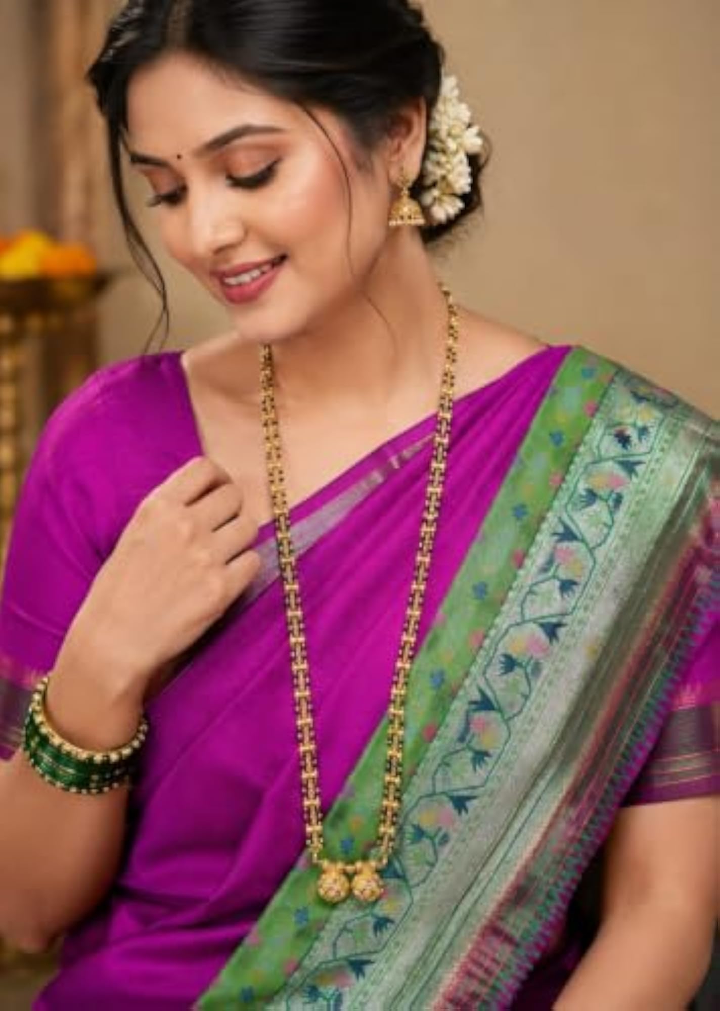 Women's Traditional Black Bead Mangalsutra Necklace