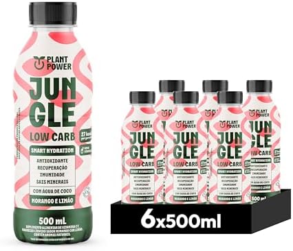 Jungle Low Carb Morango com Limão, Bebida Funcional, 500ml - 6 un...