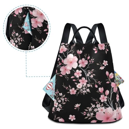 Image of ALAZA Pink Cherry Blossom Flowers Backpack Purse for Women Anti Theft Fashion Back Pack Shoulder Bag