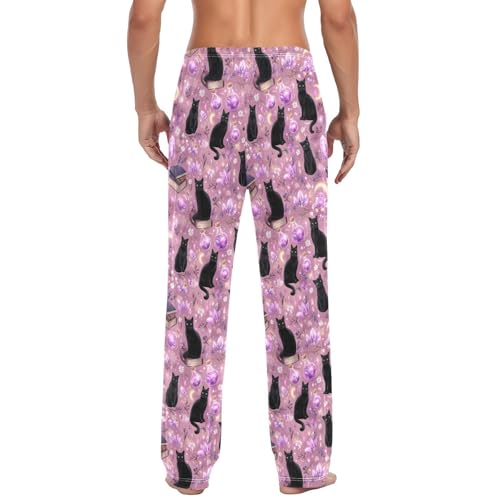 Mens Pajama Pants Crystals Moon Cats Pajama Bottoms Lightweight Pajama Pants Basics Sleep Pajama Lounge Pant3