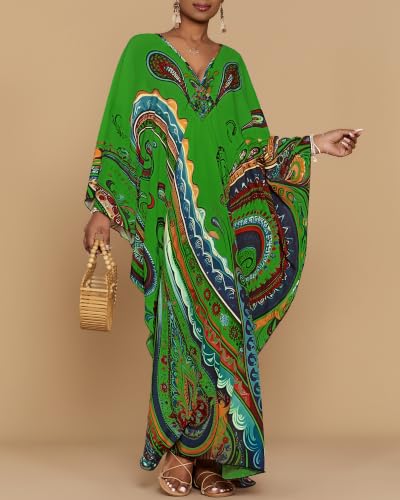Image of Bsubseach Moo Moos for Women Batwing Sleeve Kaftan Dresses with Pockets