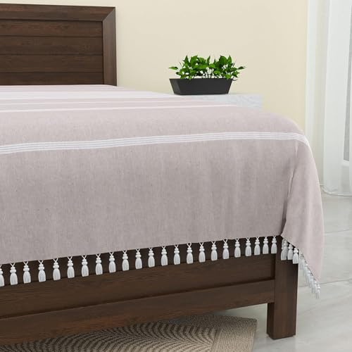 Image of 210 TC Cotton Bedsheet | Handmade Double Bedsheet | Handloom Bedsheets | Without Pillow Cover | Double Bedsheet for Summer (90X100 Inches, 7.5 x 8.3 Feet (Cotton Seed)