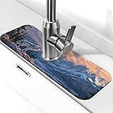 Ein einsamer Wolf in den schneebedeckten Bergen Spülbecken-Spritzschutzmatte, Küchenarmatur-Saugnapf, Wasserhahngriff, Abtropfmatte für Badezimmer (38,1 x 14 cm)