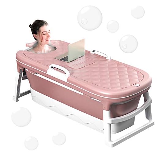 Portable Bathtub for Adults, Foldable Children Tub Household Freestanding Bathtubs Bath Basin, Home SPA Bathtub Shower Basin with Cover Blue 54inches Easy to Installation (L@54.3in24.88.7inch, Pink)