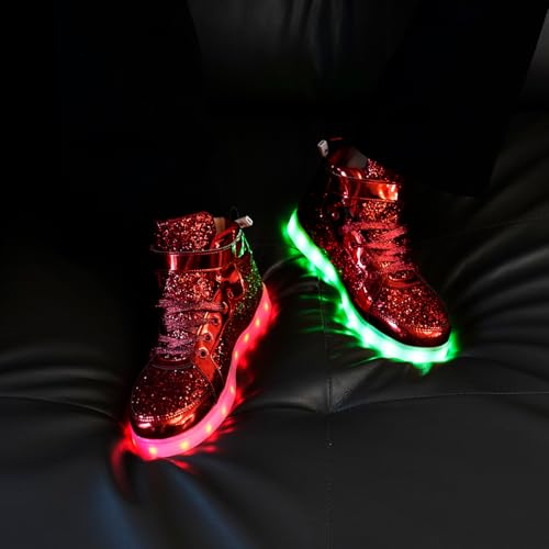 Image of Glitter Led Shoes Light Up Shoes High Top Sneakers for Women Men Flashing Dancing Shoes for Halloween Christmas Party with USB Charging