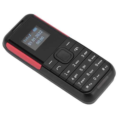 Mini GSM-telefon 2G, 0,66" Hållbar Skärm för Resor (Svart/Röd)