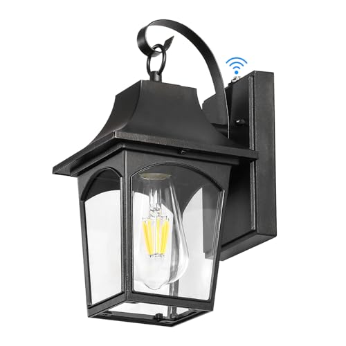 Dusk to Dawn Outdoor Wall Lantern for Home Porch Garage Entryway Front Door, Exterior Sconce Light Fixtures, Anti-Rust Waterproof Wall Mount Wall Light with Clear Glass and Light Sensor