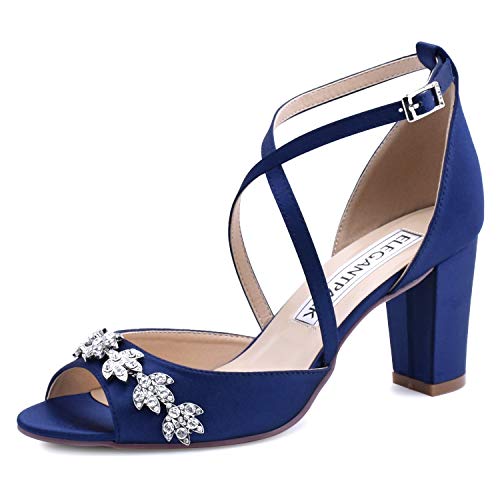 navy rhinestone heels