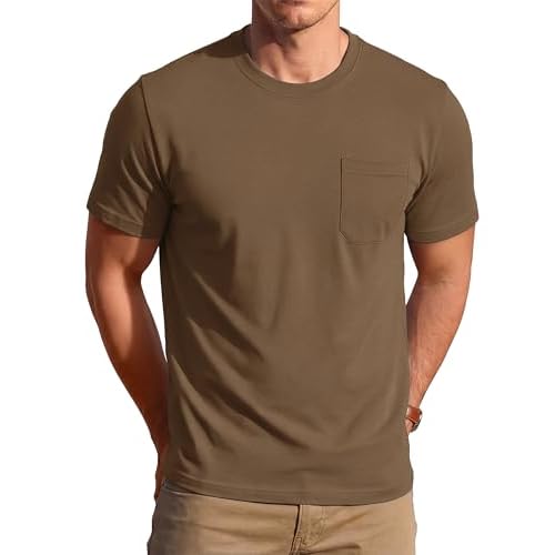 MAGCOMSEN Mens Pocket T Shirts Cooling UPF 50+ Summer Tee Shirt Short Sleeve Crewneck Tee Cotton Lightweight Casual T-Shirt