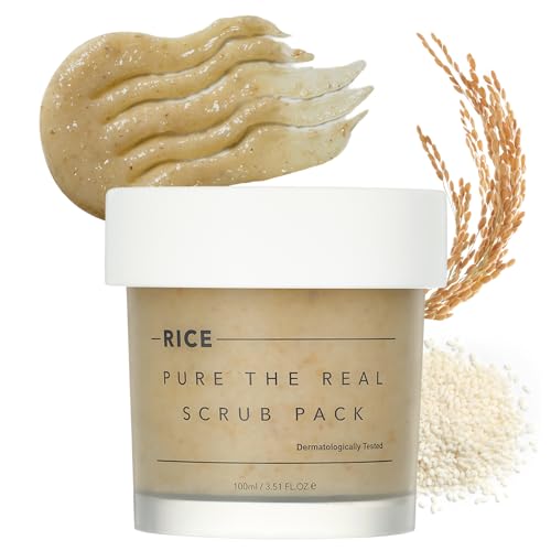 THANKYOU FARMER Rice Pure The Real Scrub Pack 100 ml - Verwarmende gezichtsscrub, Koreaanse scrub met rijst, zemelen en Koreaans meel