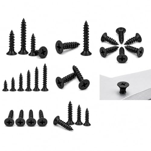 Image of By inchVP INDUSTRIES inch (Pcs-100) No.6x25 mm Drywall Gypsum Screws - Black Zinc Sharp Point Self-Tapping Carbon Steel for Wood, Gypsum Board, Plywood, Plasterboard, Furniture & Cabinets