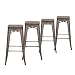 Buschman Metal Bar Stools 30" Bar Height, Indoor/Outdoor and Stackable, Set of 4 (Bronze with Wooden Seat)