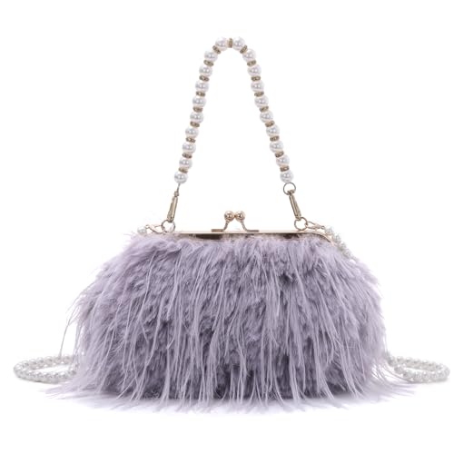 Sac de soirée en plume et perles Fecialy | L'élégance vintage pour une allure d'exception