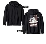 AH-64 Apache Helicopter USA American Vertical Flag Gifts Zip Hoodie