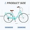 BALINGE 24 Inch Cruiser Bicycle with 7 Speed，Beach Cruiser Bike for Women，24” Womans Bike Pink，Hybrid Cruiser Bike 7 Speeds Trek Hybrid Bike for Women,Cyan, 24 Inch #5