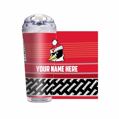 Rico Industries NCAA Youngstown Penguins Standard 24oz Personalized Tumbler W/Hinged Lid - Team Colored Travel Tumbler - Keeps Drinks Cold or Hot