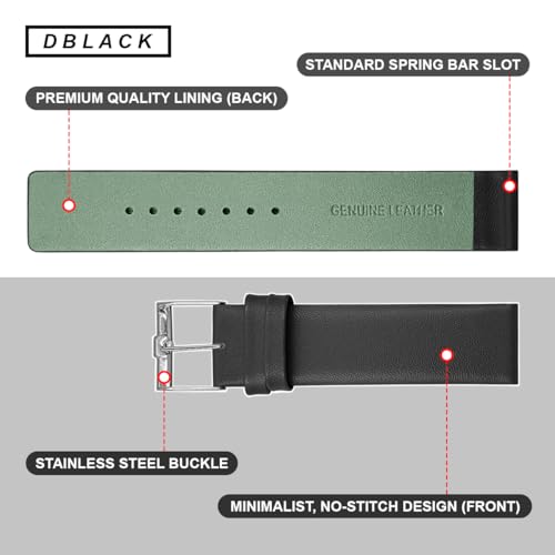 Image of DBLACK ''TNDS1'' Slim Leather Watch Strap, Minimalist style and a Bamboo-texture Design Belt / / For 18mm, 20mm, or 22mm, Compatible for TITAN Edge Slim Watches (Choose Your Size & Color)