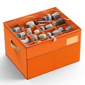 Shoe Organizer for Closet Fits Up to 16 Pairs Large Shoe Box Storage Container with Clear Cover with Adjustable Dividers for Shoe Storage Bins Space Saving Shoe Bins Orange