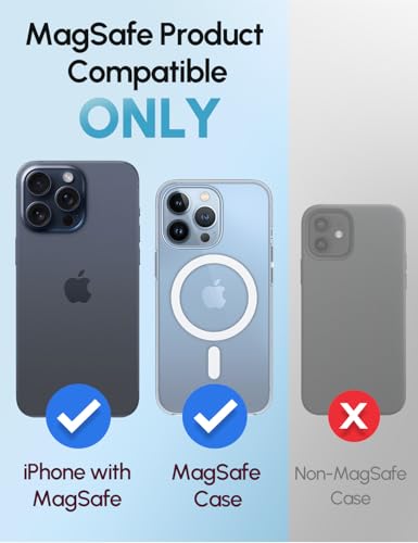 Image of GripMate for MagSafe Phone Grip for iPhone - Magnetic Phone Ring Holder Detachable for iPhone 17 - Comfortable Finger Phone Ring Grip for Apple 16 /15 /14 /13 /12, Blue