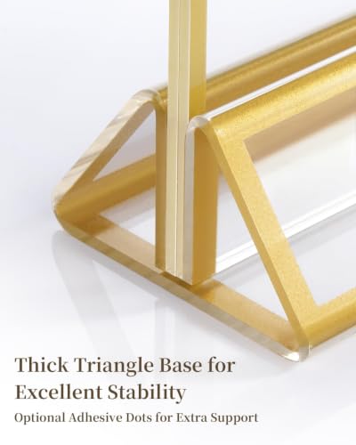Image of Dynta Acrylic Sign Holder 8.5x11 8pck Clear Table Display Stands Double Sided Table Sign Holders, Menu Holder for Wedding, Party, Office, Store, Home Use (Gold Frame)