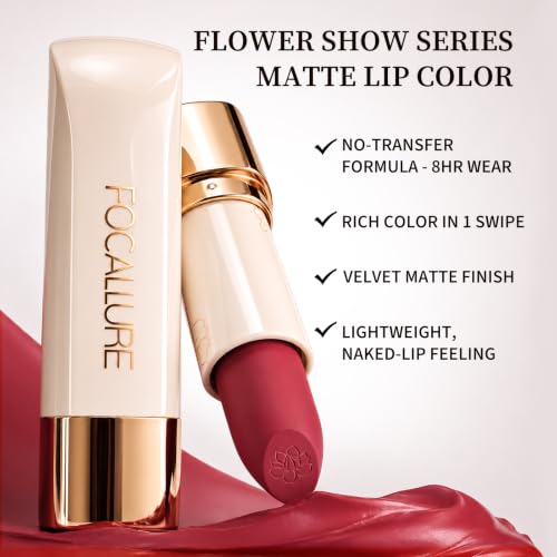 Image of FOCALLURE Matte Lipstick - Hydrating, Non-Drying, Full Coverage Nude 104