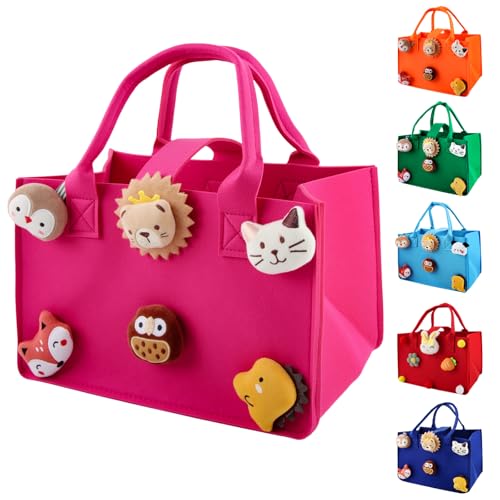 Cesta Fieltro, Dwafill 30 * 20 * 18 cm Bolsa de Fieltro con Manijas, Para Compras y Almacenamiento (K, M)