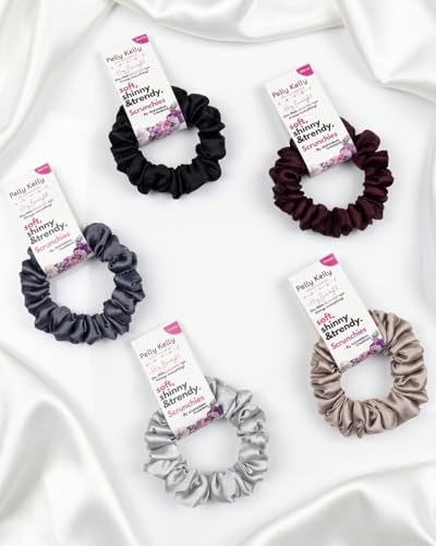Image of Luxury Satin Scrunchies Set for Women, Girls | Anti-Hair-Breakage Hair Ties for Ponytails & Buns | Small Size | Pack of 5