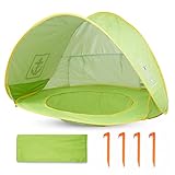 JBC Baby Strandmuschel inklusive Pool UV Schutz 50+ Pop up Strandmuschel/Strandzelt Beach Tragbar Wurfzelt (Grün)