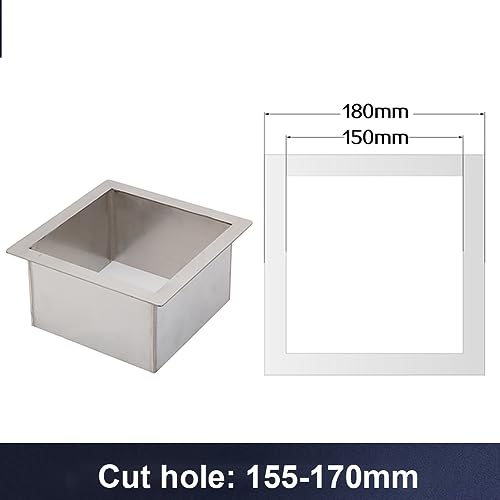 Image of Drop-in Trash Chute - 304 Stainless Steel Square Built-in Countertop Waste Trash Grommet (180MM)